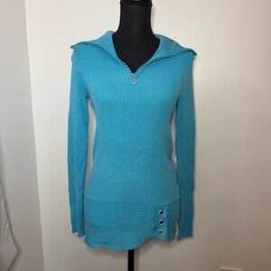 Cache Aqua Ribbed Knit Top